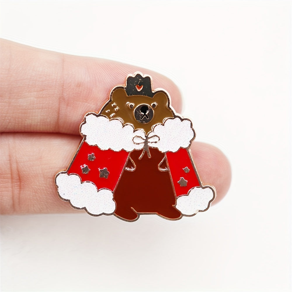Bear King Enamel Brooch For Men