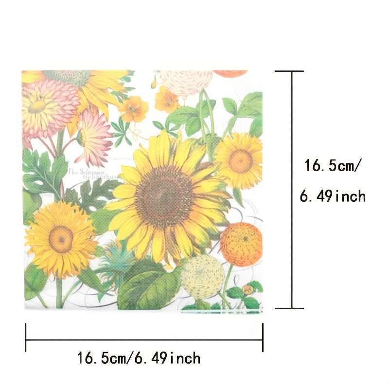 Sunflower Luncheon Napkins - 20pcs - Sunflower Theme Party Supplies