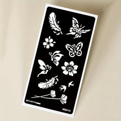 Floral Butterfly Feather Finger Wrist Body Temporary Tattoo