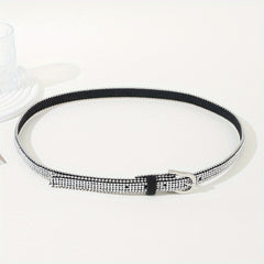 Rhinestone PU Belt Hip Hop Thin Belt Jeans Pants Belt Skirt Girdle