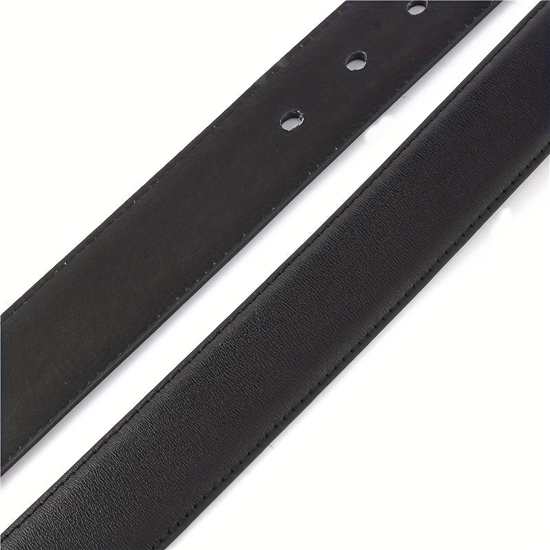 Men's PU Leather Business Belt Square Buckle Waist Strap Suit Belt