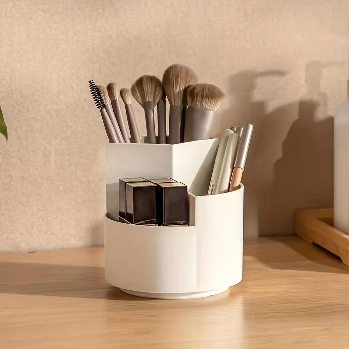 3 Compartment Makeup Brush Holder Organizer