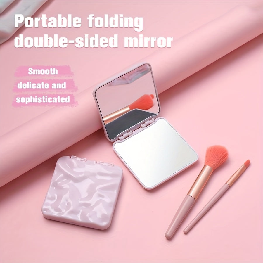 Pink Makeup Vanity Mirror Double Side Folding Portable Cosmetic Touch up Mirror