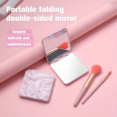 Pink Makeup Vanity Mirror Double Side Folding Portable Cosmetic Touch up Mirror