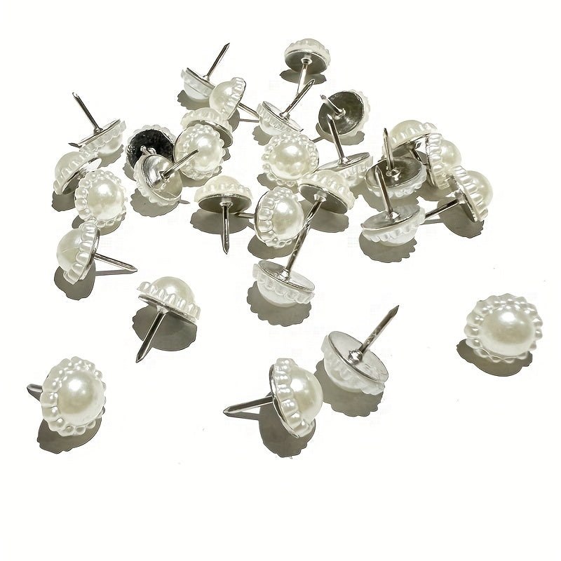 30pcs Pearl Pattern Sun Flower Thumb Nails for Decorative Furniture and Wall