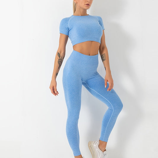 2pcs Seamless Activewear Set with Butt Lifting Leggings and Top
