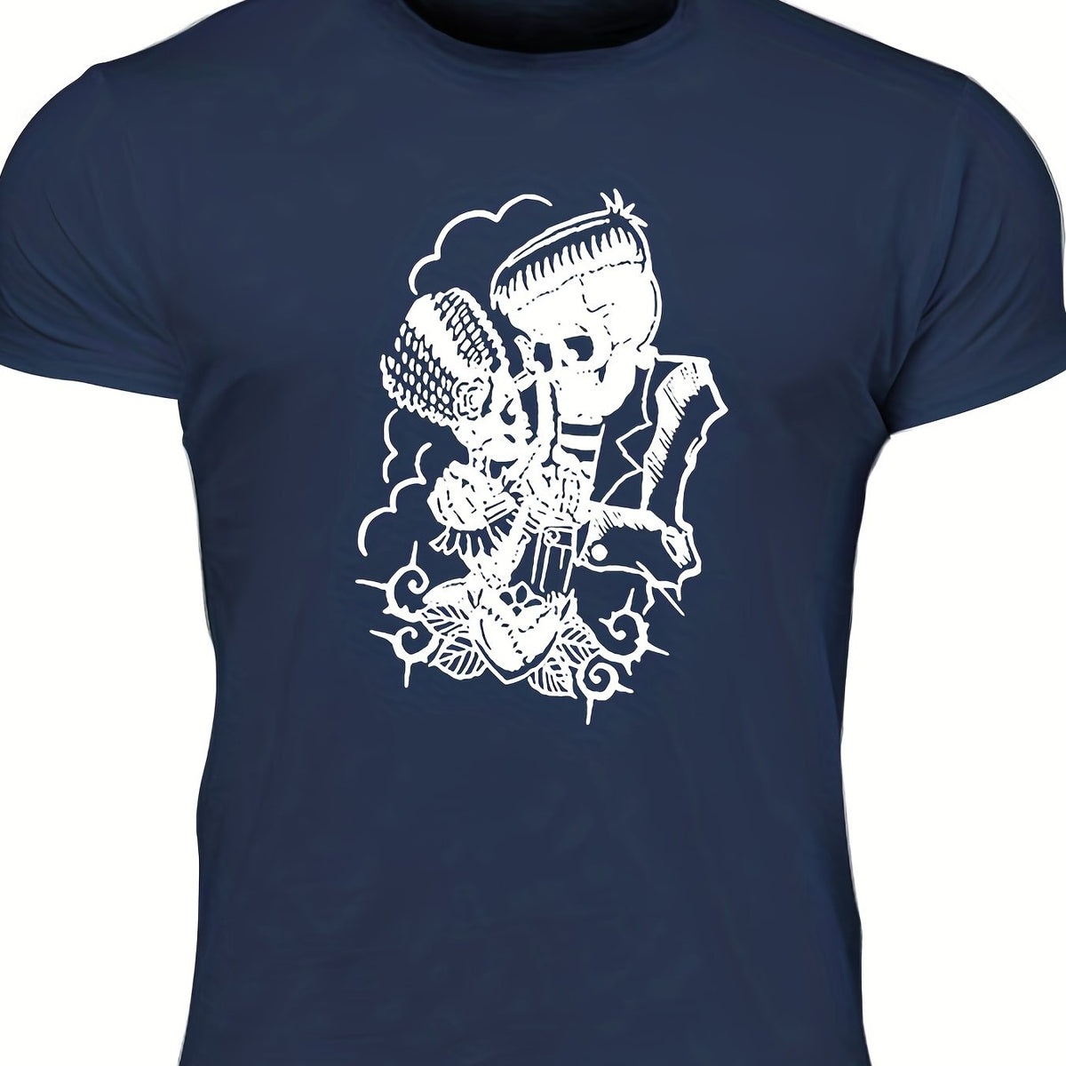 Men's Vintage Skeleton Graphic T shirt Casual Comfy Crew Neck Tee