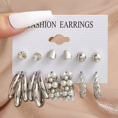 9 Styles Heart Butterfly Geometric Earrings Set Women's Jewelry