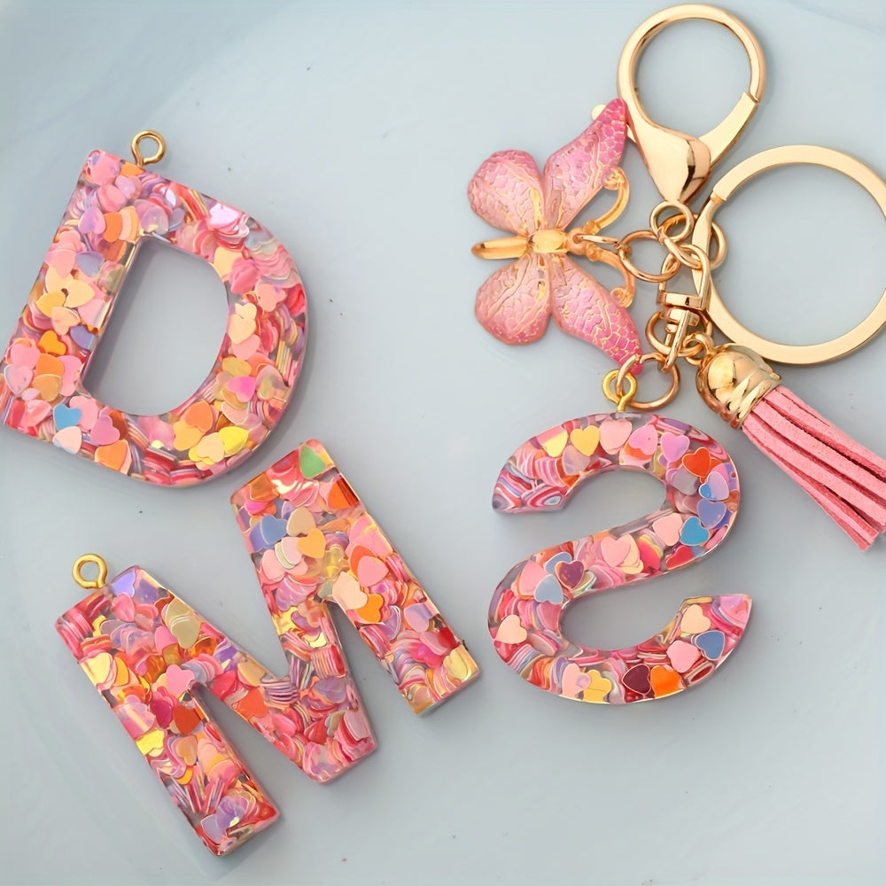 Initial Letter Keychain Tassel Butterfly Pendant Key Ring For Purse Handbags