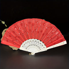 Plastic Embroidered Fan Sequins Chinese Dance Fan