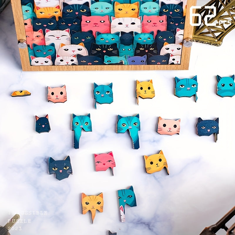 Difficult Cartoon Cats Jigsaw Puzzle Pegged Puzzles for Christmas