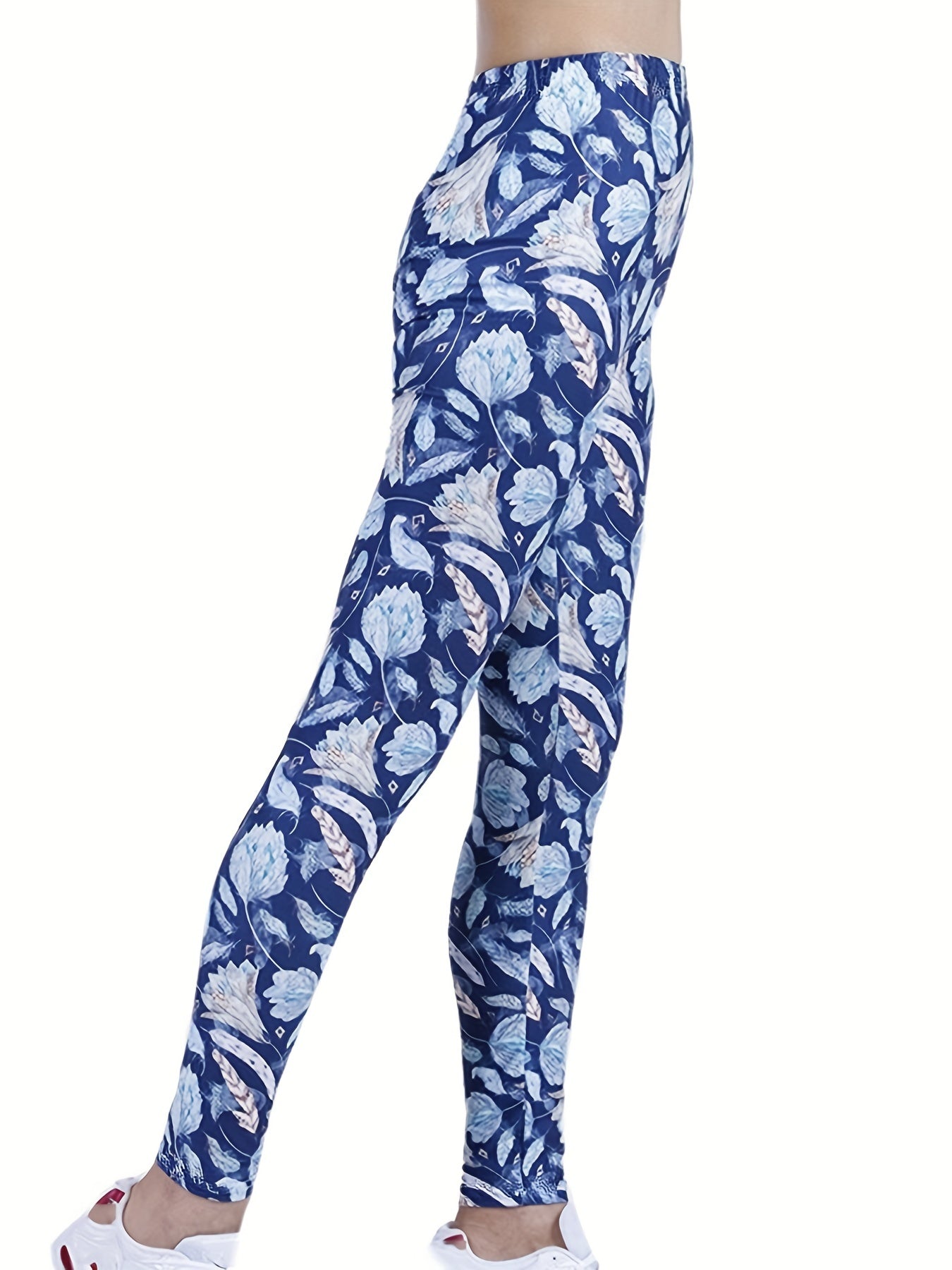 Bottom Plant Floral Print Leggings Women's Clothing