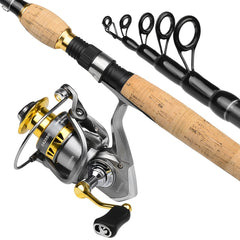 PROBEROS Fishing Tackle Set Spinning Reel Rod Line Lures Hooks Bag