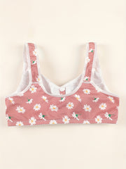 Floral Print Wireless Push Up Bra