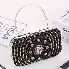 Rhinestone Evening Bag Faux Pearl Clutch Purse for Party