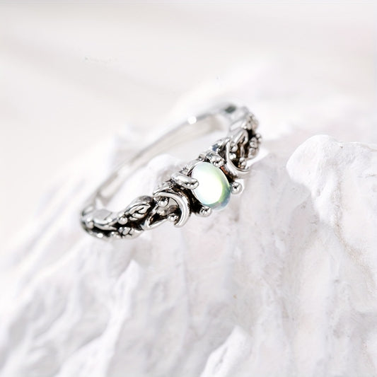 Men's Silvery Faux Moonstone Ring - Delicate Design