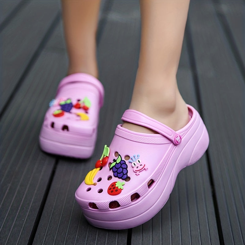 Women's Fruit Platform Clogs Chunky Heel Anti-skid Shoes