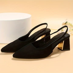 Women's Slingback High Heels Pointed Toe Chunky Heels Sandals