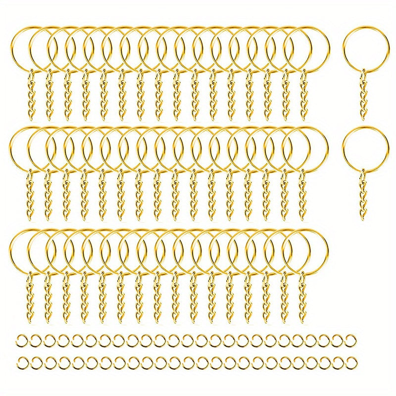 100pcs Keychain Kit w/ 50 Chain Keychains & 50 Jump Ring