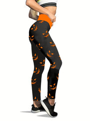 Halloween Print Skinny Leggings High Waist Stretchy Leggings