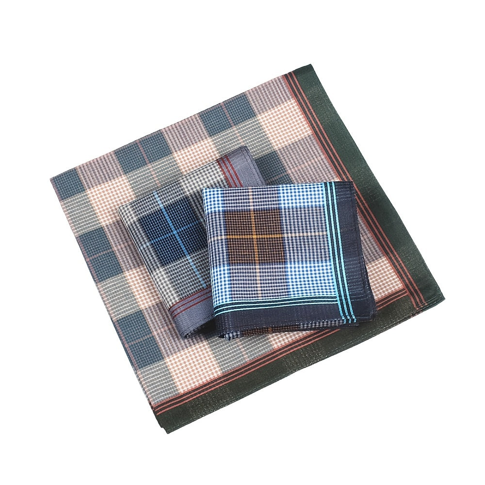 6pcs Men's Plaid Handkerchiefs Soft Sweatshirt Hankies