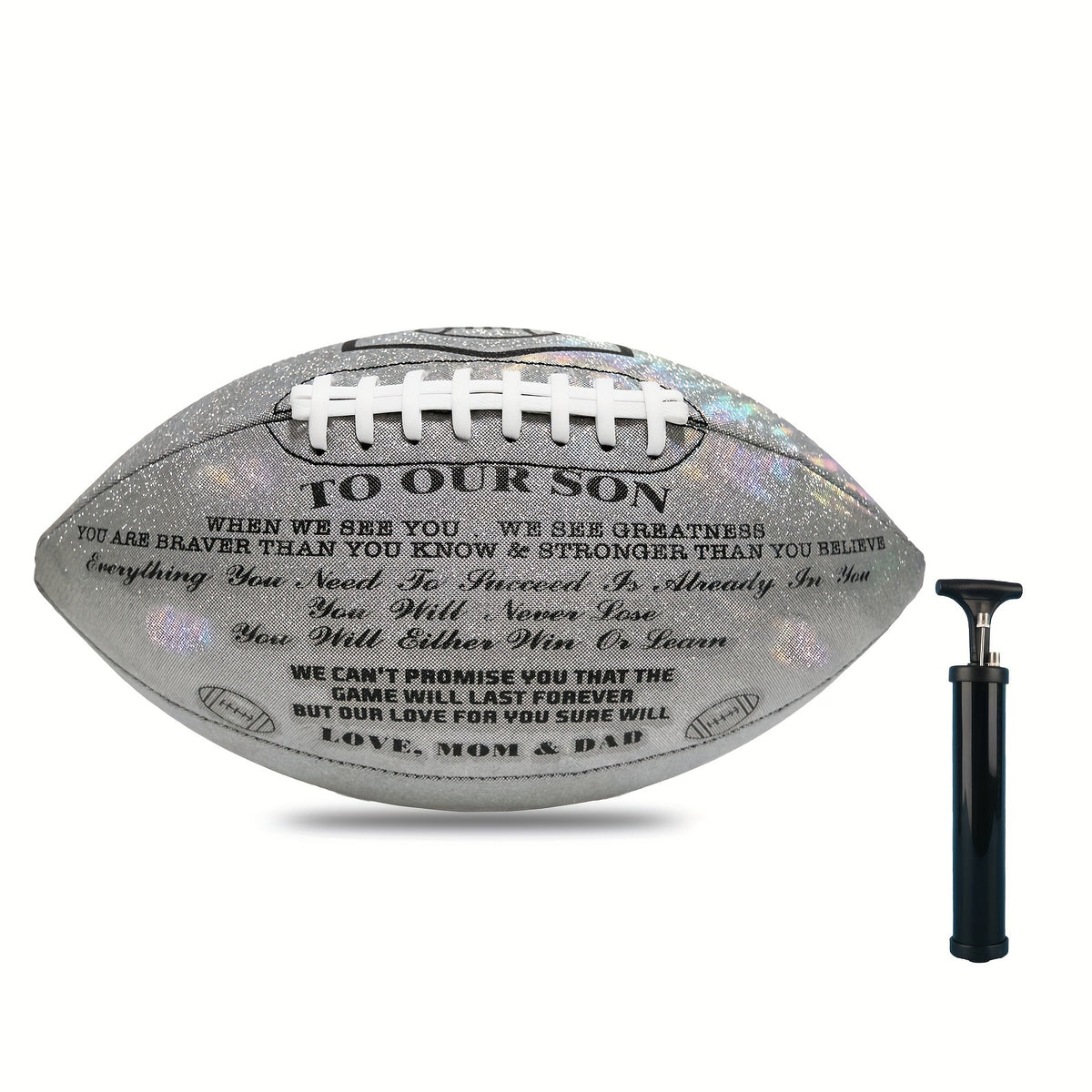 Glitter American Football Christmas To Our Son From Mom And Dad Size 9