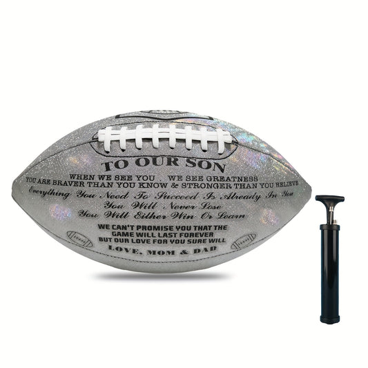 Glitter American Football Christmas To Our Son From Mom And Dad Size 9