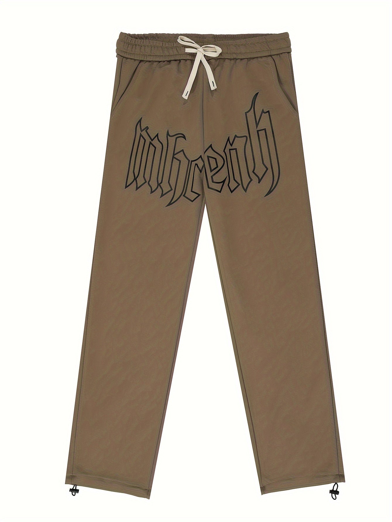 Men's Loose Letters Pattern Pants w/ Pockets Drawstring Trousers