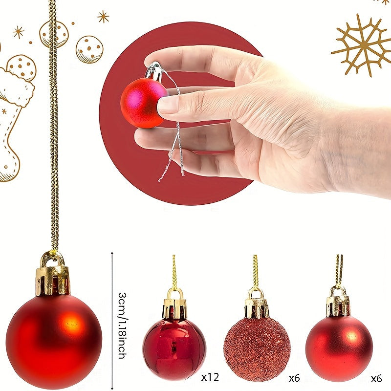 24pcs Mini Shatterproof Christmas Balls Tree Ornaments Party Decoration