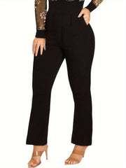Women's Plus Size Business Casual Elastic Waist Trousers