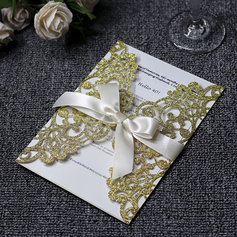 10pcs Laser Cut Invitation Cards for Weddings Birthdays Events Vintage Postcards