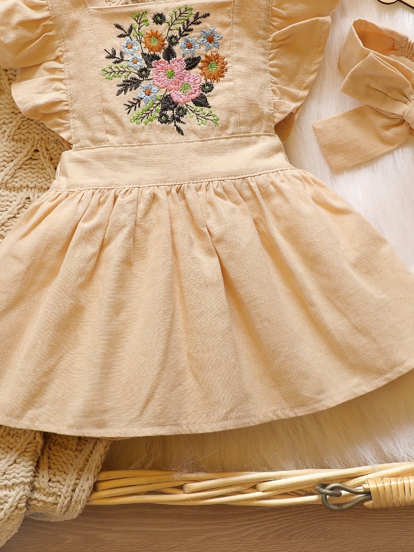 Floral Embroidery Baby Girl Dress Set