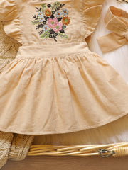 Floral Embroidery Baby Girl Dress Set