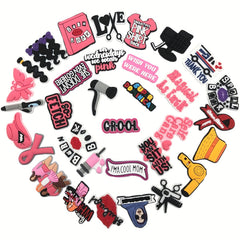 33pcs Pink Girls Theme Pvc Decorative Buckle For Shoes