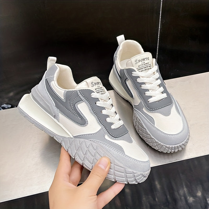 Colorblock Platform Sneakers Low Top Sports Shoes Casual Walking Shoes