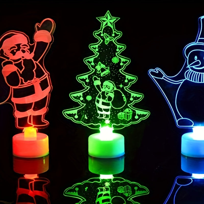 Colorful Acrylic Christmas Tree Snowman Santa Claus Decorations
