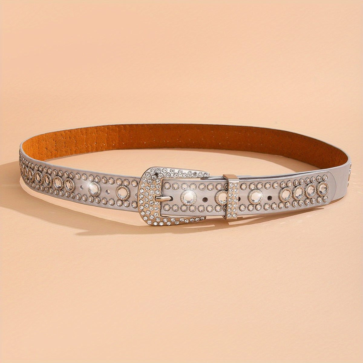 Sparkly PU Leather Belt Y2K Silvery Waistband Unisex Hip Hop