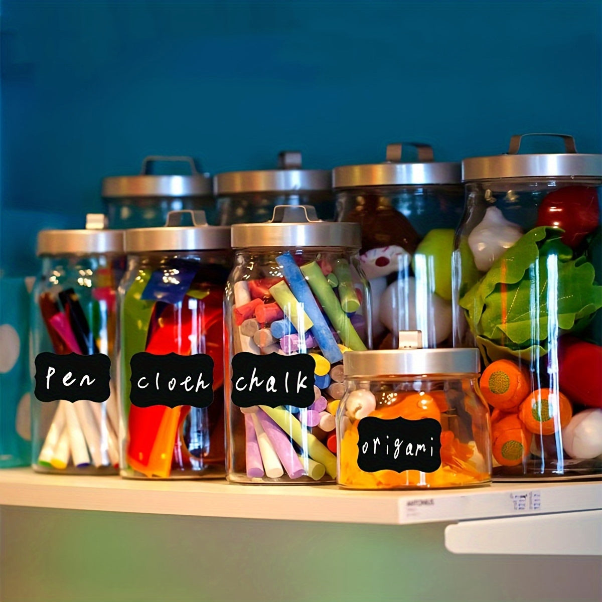 Geometric Circles Kitchen PVC Label Sticker Set