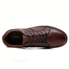 Men's Leather Lace up Sneaker Easy To Clean Shoes Retro Vintage Style