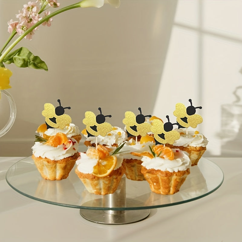 5pcs Happy Birthday Baby Bee Cake Insert Decoration