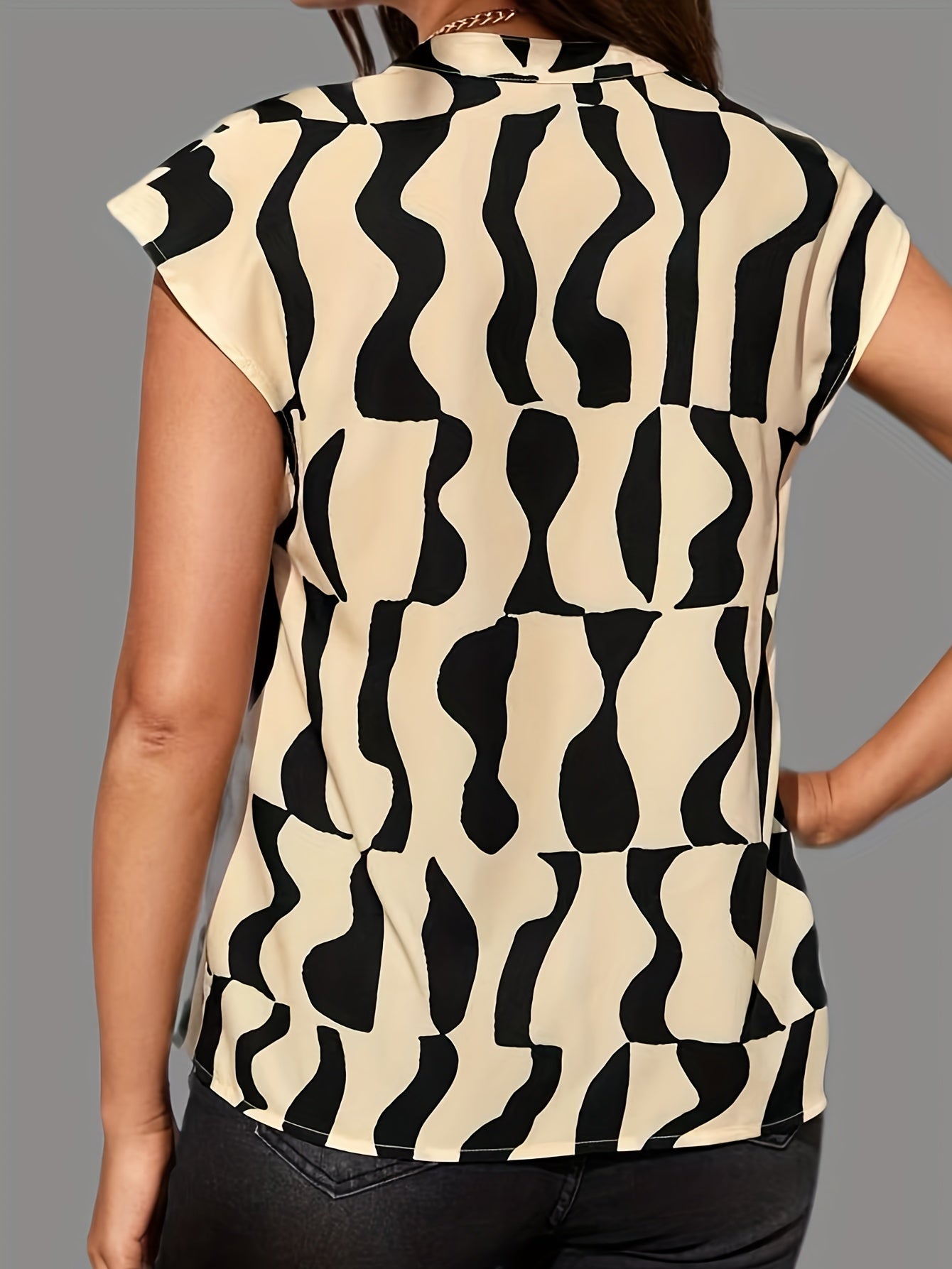 Abstract Print V neck Tank Top Women's Clothing
