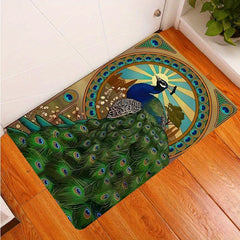 Peacock Printed Non Slip Carpet Soft Living Room Animal Floor Mat
