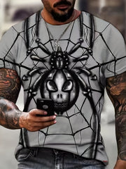 Men's Spider & Web Graphic T-shirt for Summer Outdoor Activities