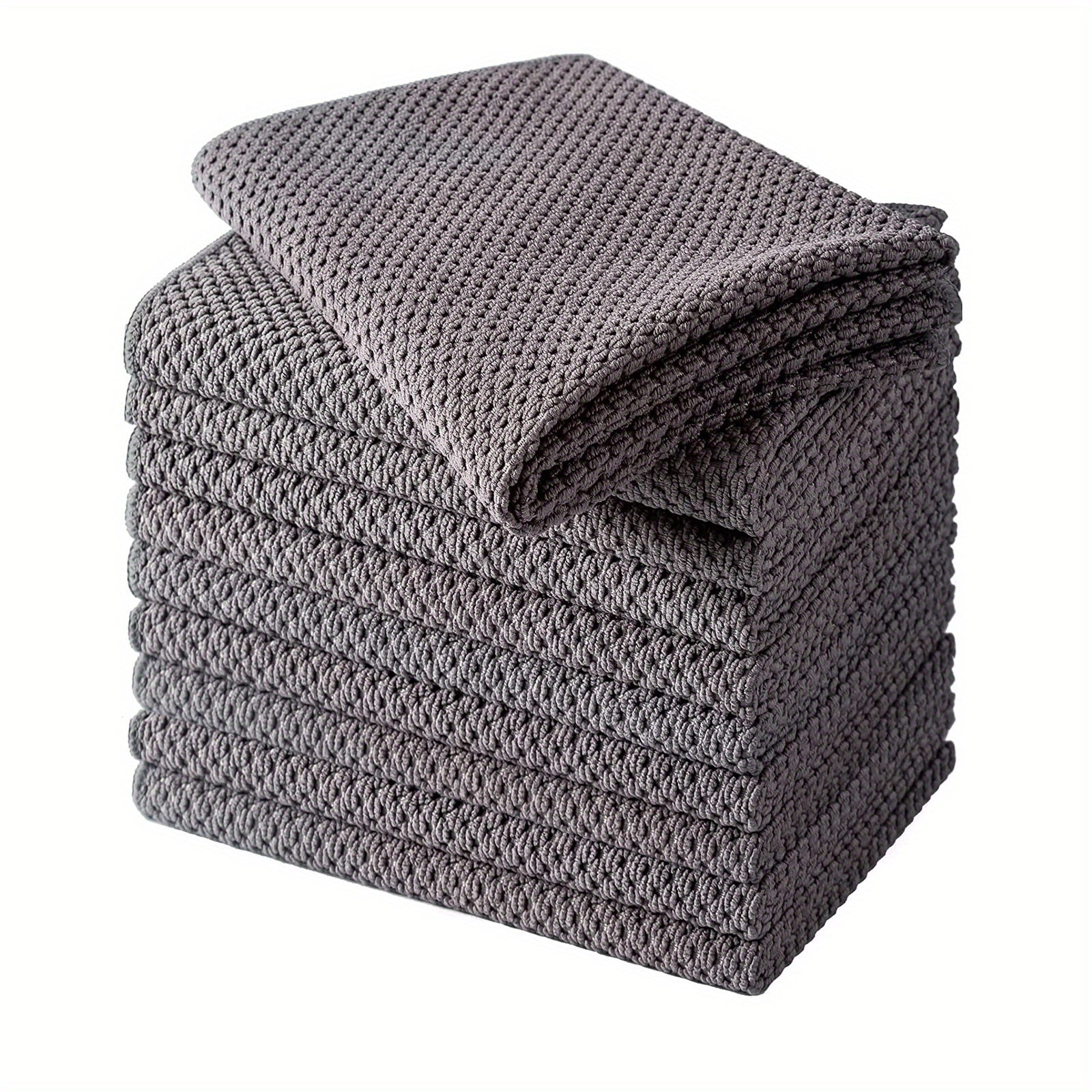 10pcs Waffle Square Plaid Dish Cloths Soft Absorbent Towels