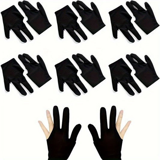 12pcs Billiards Gloves 3 Fingers Slip Resistant for Left Right