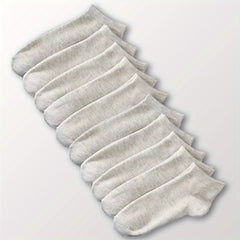 10 Pairs Low Cut Solid Socks Soft & Comfy Women's Stockings