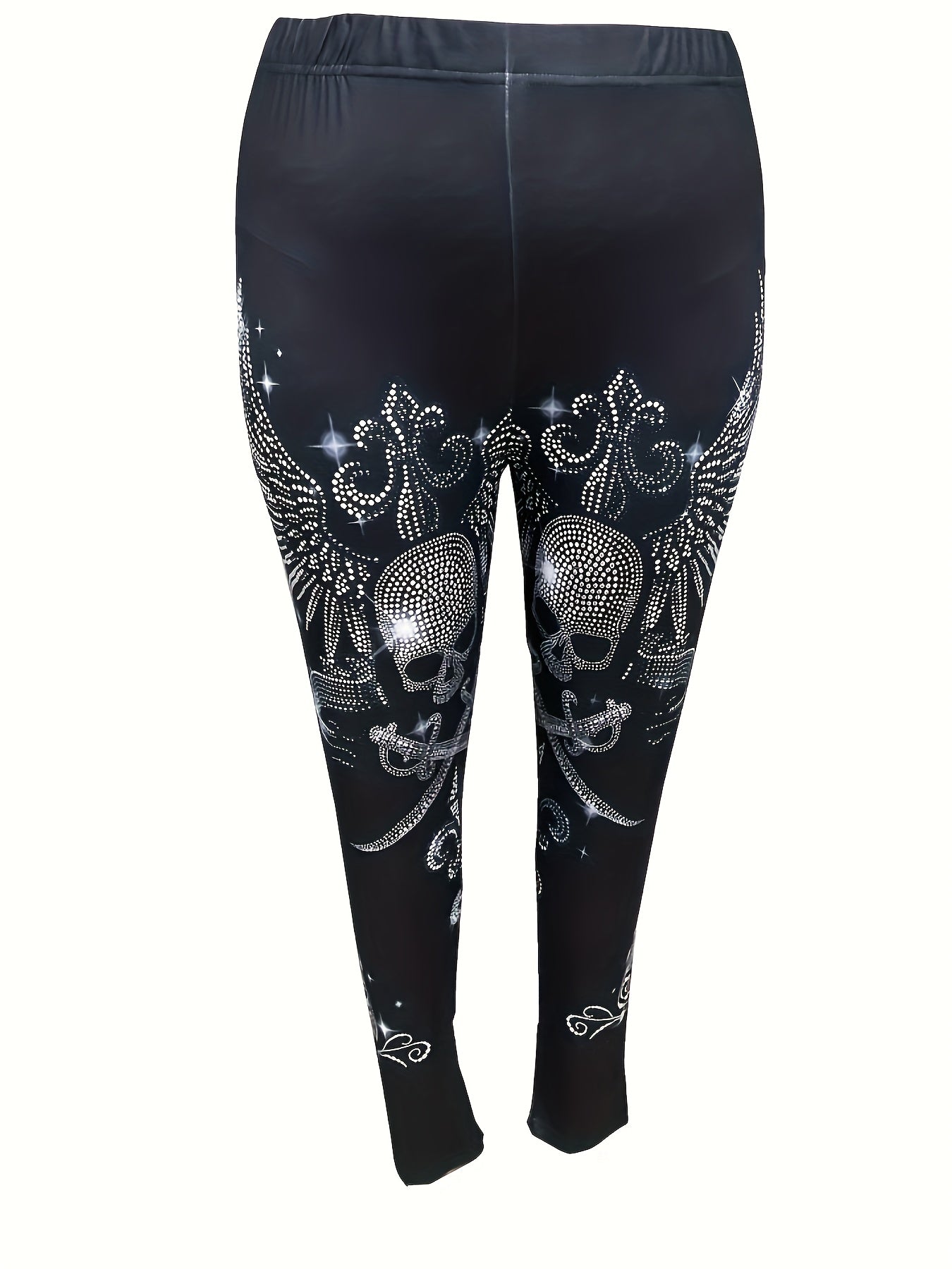  Goth Pants Women's Skull Wing Sword High Rise Skinny