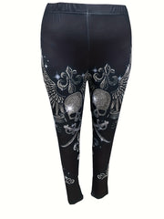  Goth Pants Women's Skull Wing Sword High Rise Skinny