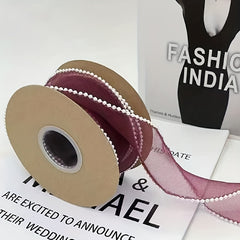 5yd Pearl Fishtail Silk Ribbon Flower Packaging Mesh Ribbon