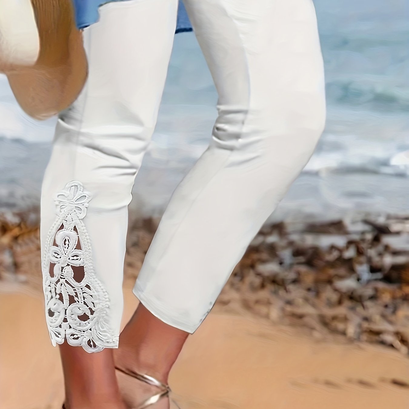  Lace Panel Skinny Pants
